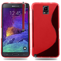 Samsung Galaxy Note 4 SM-N910F/ Note 4 Duos (Dual SIM) N9100/ Note 4 (CDMA)/ N910C N910W8 N910V N910A N910T N910M: Accessoire Housse Etui Pochette Coque S silicone gel + Stylet - ROUGE