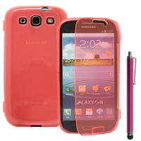 Samsung Galaxy S3 i9300/ i9305 Neo/ LTE 4G: Accessoire Coque Etui Housse Pochette silicone gel Portefeuille Livre rabat + Stylet - ROSE