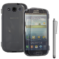 Samsung Galaxy S3 i9300/ i9305 Neo/ LTE 4G: Accessoire Coque Etui Housse Pochette silicone gel Portefeuille Livre rabat + Stylet - TRANSPARENT