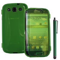 Samsung Galaxy S3 i9300/ i9305 Neo/ LTE 4G: Accessoire Coque Etui Housse Pochette silicone gel Portefeuille Livre rabat + Stylet - VERT