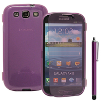 Samsung Galaxy S3 i9300/ i9305 Neo/ LTE 4G: Accessoire Coque Etui Housse Pochette silicone gel Portefeuille Livre rabat + Stylet - VIOLET