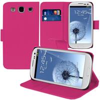 Samsung Galaxy S3 i9300/ i9305 Neo/ LTE 4G: Accessoire Etui portefeuille Livre Housse Coque Pochette support vidéo cuir PU - ROSE