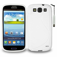 Samsung Galaxy S3 i9300/ i9305 Neo/ LTE 4G: Accessoire Housse Etui Pochette Coque S silicone gel + mini Stylet - BLANC
