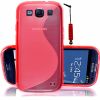 Samsung Galaxy S3 i9300/ i9305 Neo/ LTE 4G: Accessoire Housse Etui Pochette Coque S silicone gel + mini Stylet - ROUGE