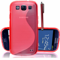 Samsung Galaxy S3 i9300/ i9305 Neo/ LTE 4G: Accessoire Housse Etui Pochette Coque S silicone gel + Stylet - ROUGE