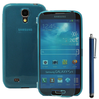 Samsung Galaxy S4 i9500/ i9505/ Value Edition I9515: Accessoire Coque Etui Housse Pochette silicone gel Portefeuille Livre rabat + Stylet - BLEU