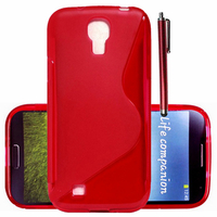 Samsung Galaxy S4 i9500/ i9505/ Value Edition I9515: Accessoire Housse Etui Pochette Coque S silicone gel + Stylet - ROUGE