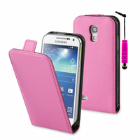 Samsung Galaxy S4 i9500/ i9505/ Value Edition I9515: Accessoire Housse coque etui cuir fine slim + mini Stylet - ROSE