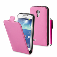 Samsung Galaxy S4 i9500/ i9505/ Value Edition I9515: Accessoire Housse coque etui cuir fine slim + Stylet - ROSE
