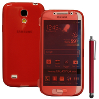Samsung Galaxy S4 mini i9190/ S4 mini plus I9195I/ i9192/ i9195/ i9197: Accessoire Coque Etui Housse Pochette silicone gel Portefeuille Livre rabat + Stylet - ROUGE