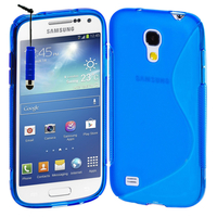 Samsung Galaxy S4 mini i9190/ S4 mini plus I9195I/ i9192/ i9195/ i9197: Accessoire Housse Etui Pochette Coque S silicone gel + mini Stylet - BLEU