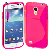 Samsung Galaxy S4 mini i9190/ S4 mini plus I9195I/ i9192/ i9195/ i9197: Accessoire Housse Etui Pochette Coque S silicone gel + mini Stylet - ROSE