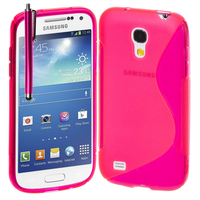 Samsung Galaxy S4 mini i9190/ S4 mini plus I9195I/ i9192/ i9195/ i9197: Accessoire Housse Etui Pochette Coque S silicone gel + Stylet - ROSE