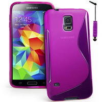 Samsung Galaxy S5 V G900F G900IKSMATW LTE G901F/ Duos / S5 Plus/ S5 Neo SM-G903F/ S5 LTE-A G906S: Accessoire Housse Etui Pochette Coque S silicone gel + mini Stylet - VIOLET