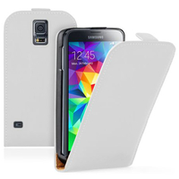 Samsung Galaxy S5 V G900F G900IKSMATW LTE G901F/ Duos / S5 Plus/ S5 Neo SM-G903F/ S5 LTE-A G906S: Accessoire Housse coque etui cuir fine slim - BLANC