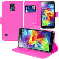 Samsung Galaxy S5 Mini G800F G800H / Duos: Accessoire Etui portefeuille Livre Housse Coque Pochette support vidéo cuir PU - ROSE