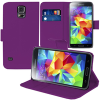 Samsung Galaxy S5 Mini G800F G800H / Duos: Accessoire Etui portefeuille Livre Housse Coque Pochette support vidéo cuir PU - VIOLET