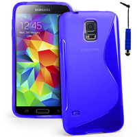 Samsung Galaxy S5 Mini G800F G800H / Duos: Accessoire Housse Etui Pochette Coque S silicone gel + mini Stylet - BLEU