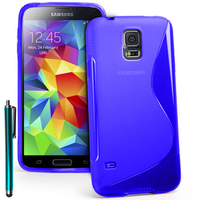 Samsung Galaxy S5 Mini G800F G800H / Duos: Accessoire Housse Etui Pochette Coque S silicone gel + Stylet - BLEU