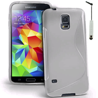 Samsung Galaxy S5 Mini G800F G800H / Duos: Accessoire Housse Etui Pochette Coque S silicone gel + mini Stylet - TRANSPARENT