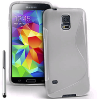 Samsung Galaxy S5 Mini G800F G800H / Duos: Accessoire Housse Etui Pochette Coque S silicone gel + Stylet - TRANSPARENT