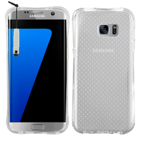 Samsung Galaxy S7 edge G935F/ G935FD/ S7 edge (CDMA) G935: Coque Silicone Antichoc Ultraslim motif de grains flottés + mini Stylet - TRANSPARENT