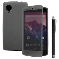 Google Nexus 5: Accessoire Coque Etui Housse Pochette silicone gel Portefeuille Livre rabat + Stylet - GRIS