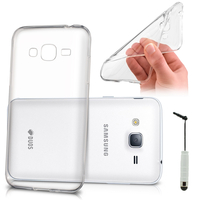 Samsung Galaxy J3 (2016) J320F/ J320P/ J3109/ J320M/ J320Y/ Duos: Accessoire Housse Etui Coque gel UltraSlim et Ajustement parfait + mini Stylet - TRANSPARENT