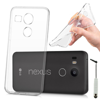 LG Nexus 5X: Accessoire Housse Etui Coque gel UltraSlim et Ajustement parfait + mini Stylet - TRANSPARENT