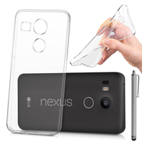 LG Nexus 5X: Accessoire Housse Etui Coque gel UltraSlim et Ajustement parfait + Stylet - TRANSPARENT