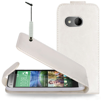 HTC One mini 2/ M8 Mini: Accessoire Etui Housse Coque Pochette simili cuir à rabat vertical + mini Stylet - BLANC