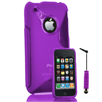 Apple iPhone 3G/ 3GS: Accessoire Housse Etui Pochette Coque Silicone Gel motif S Line + mini Stylet - VIOLET
