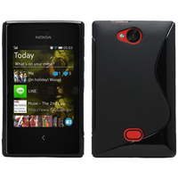 Nokia Asha 503: Accessoire Housse Etui Pochette Coque Silicone Gel motif S Line - NOIR