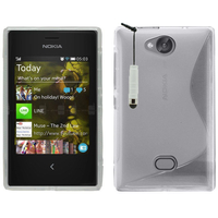 Nokia Asha 503: Accessoire Housse Etui Pochette Coque Silicone Gel motif S Line + mini Stylet - TRANSPARENT