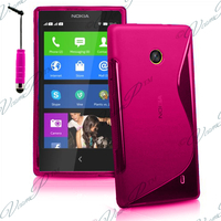 Nokia X/ X+/ A110/ Dual SIM RM-980/ RM-1053: Accessoire Housse Etui Pochette Coque Silicone Gel motif S Line + mini Stylet - ROSE