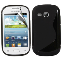 Samsung Galaxy Young S6310 Duos S6312 GT-S6310L: Accessoire Housse Etui Pochette Coque Silicone Gel motif S Line - NOIR
