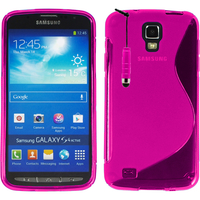 Samsung Galaxy S4 Active I9295/ I537 LTE: Accessoire Housse Etui Pochette Coque Silicone Gel motif S Line + mini Stylet - ROSE