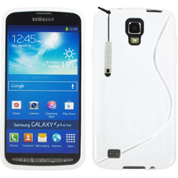 Samsung Galaxy S4 Active I9295/ I537 LTE: Accessoire Housse Etui Pochette Coque Silicone Gel motif S Line + mini Stylet - BLANC