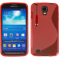 Samsung Galaxy S4 Active I9295/ I537 LTE: Accessoire Housse Etui Pochette Coque Silicone Gel motif S Line + mini Stylet - ROUGE