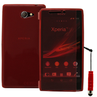 Sony Xperia M2 Aqua D2403 D2406: Accessoire Etui Housse Pochette Coque silicone gel Portefeuille Livre rabat + mini Stylet - ROUGE