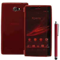 Sony Xperia M2 Aqua D2403 D2406: Accessoire Etui Housse Pochette Coque silicone gel Portefeuille Livre rabat + Stylet - ROUGE