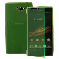 Sony Xperia M2 Aqua D2403 D2406: Accessoire Etui Housse Pochette Coque silicone gel Portefeuille Livre rabat - VERT