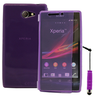 Sony Xperia M2 Aqua D2403 D2406: Accessoire Etui Housse Pochette Coque silicone gel Portefeuille Livre rabat + mini Stylet - VIOLET