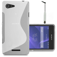 Sony Xperia E3/ E3 Dual D2212 D2203 D2243 D2206 D2202: Accessoire Housse Etui Pochette Coque S silicone gel + mini Stylet - BLANC