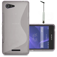 Sony Xperia E3/ E3 Dual D2212 D2203 D2243 D2206 D2202: Accessoire Housse Etui Pochette Coque S silicone gel + mini Stylet - TRANSPARENT