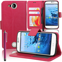 Acer Liquid Jade S S56: Accessoire Etui portefeuille Livre Housse Coque Pochette support vidéo cuir PU + Stylet - ROSE