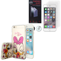 Apple iPhone 6/ 6s: Coque Housse silicone TPU Transparente Ultra-Fine Dessin animé jolie - Daisy Duck + 2 Films de protection d'écran Verre Trempé