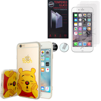 Apple iPhone 6/ 6s: Coque Housse silicone TPU Transparente Ultra-Fine Dessin animé jolie - Winnie the Pooh + 2 Films de protection d'écran Verre Trempé