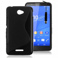 Sony Xperia E4 E2104 E2105/ E4 Dual E2114 E2115 E2124: Accessoire Housse Etui Pochette Coque S silicone gel + mini Stylet - NOIR