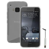 HTC One S9: Accessoire Housse Etui Pochette Coque Silicone Gel motif S Line + mini Stylet - TRANSPARENT